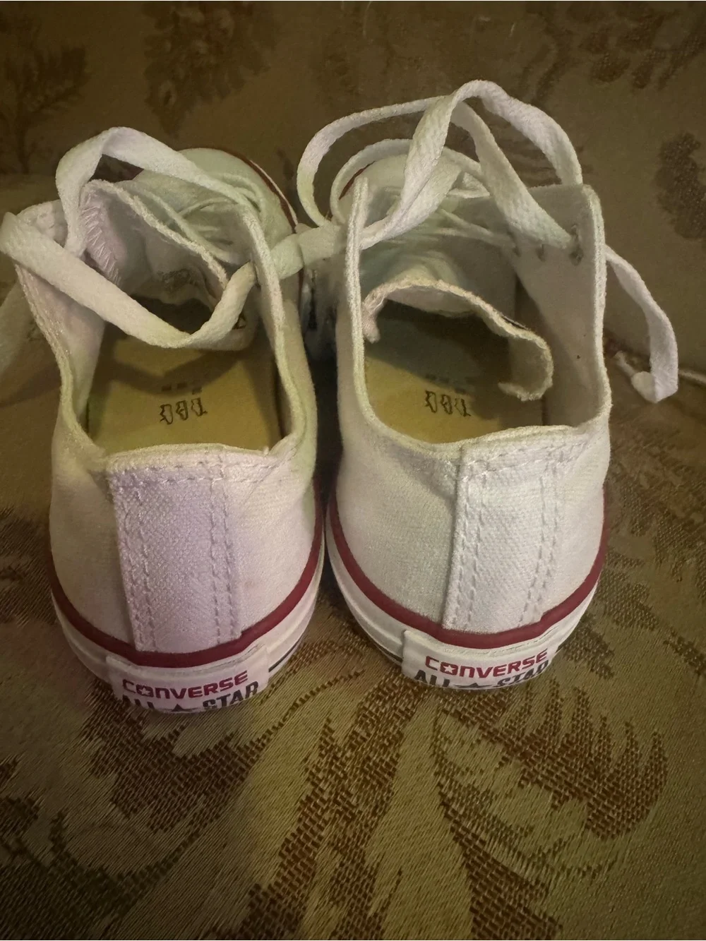 Converse White Canvas Low Top Sneakers with Red Trim